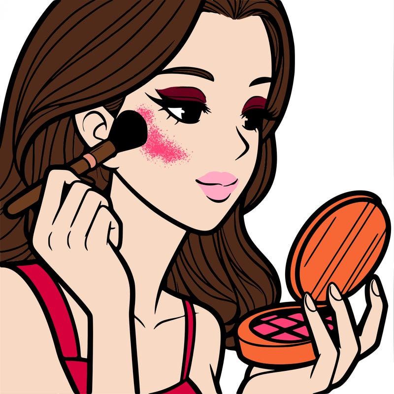 little girl putting on makeup