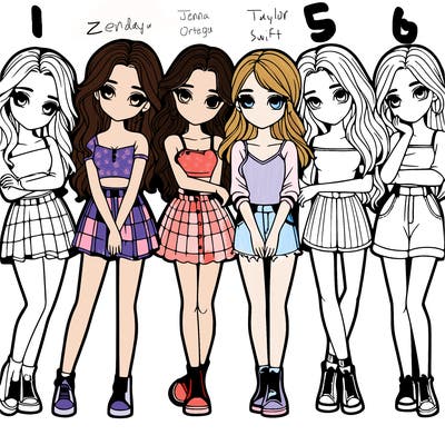 a group of girls realistic