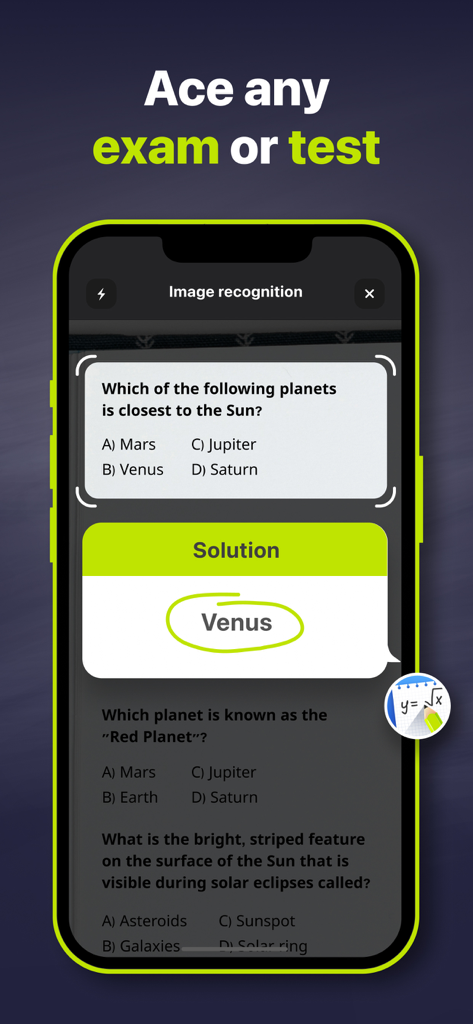 Smart Solver – AI Homework Aid - Smart Solver AI app scanning a multiple choice question and providing the correct answer