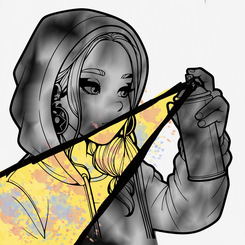 a realistic girl, spray painting