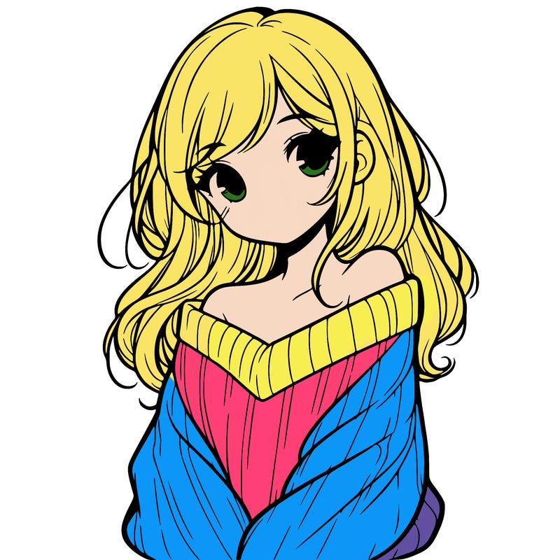 shy pretty girl wearing a sweater that is falling off one shoulder portrait