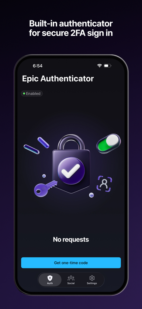 Epic Games - Interfaz de la aplicación Epic Games para un inicio de sesión seguro con autenticación de dos factores