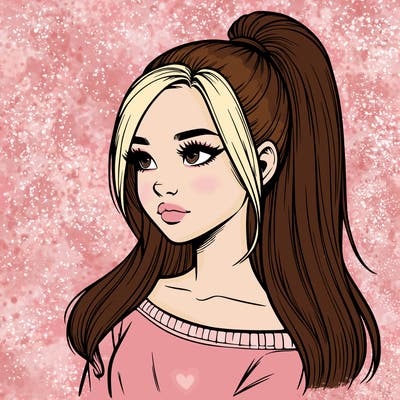 realistic girl with a high ponytail