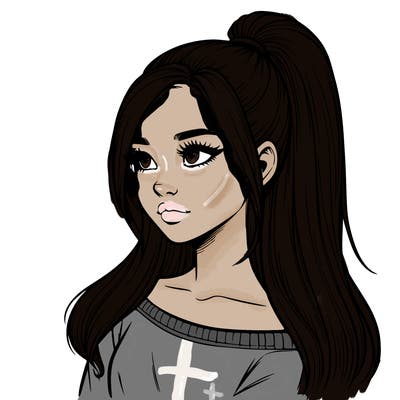 realistic girl with a high ponytail