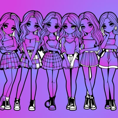 a group of girls realistic