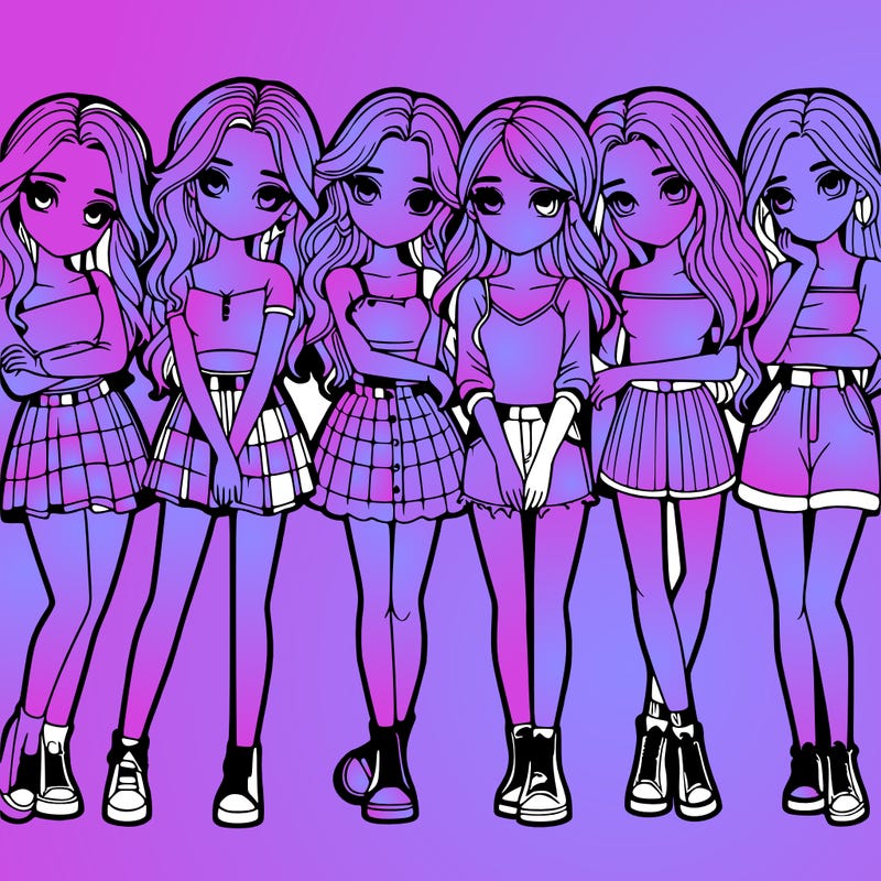 a group of girls realistic