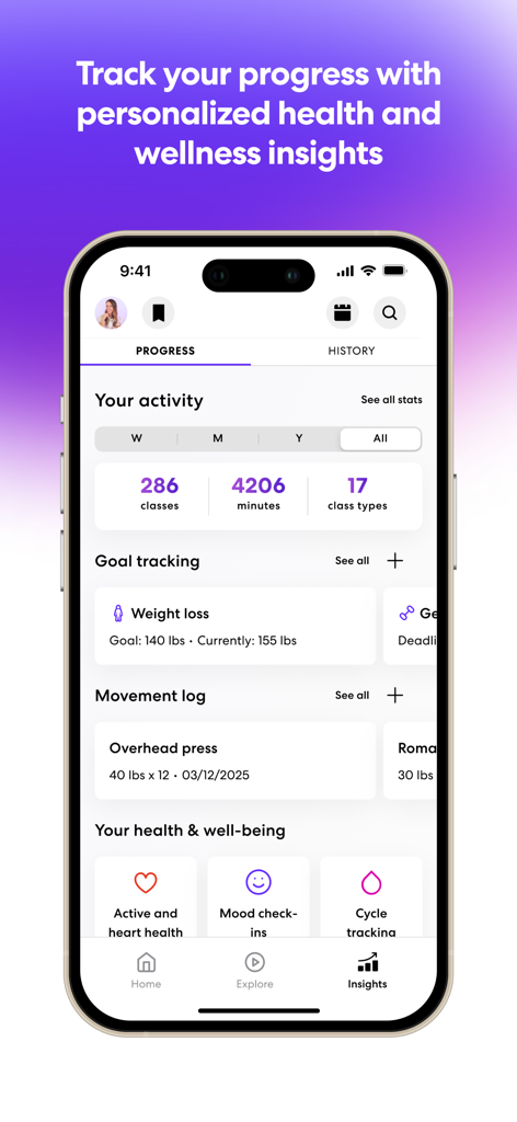obé | Fitness for women - Personalisiertes Gesundheits- und Wellness-Dashboard in der obé Fitness App für Frauen