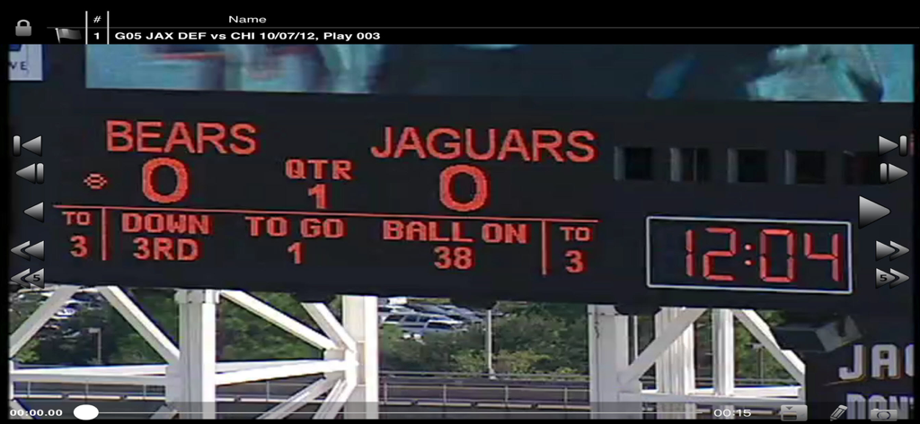 Football scoreboard and game data analysis interface on Catapult ThunderCloud