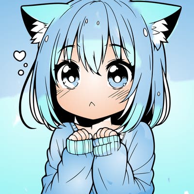 shy anime catgirl