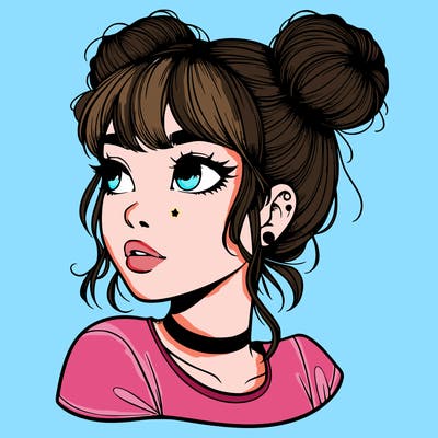 realistic girl with spacebuns