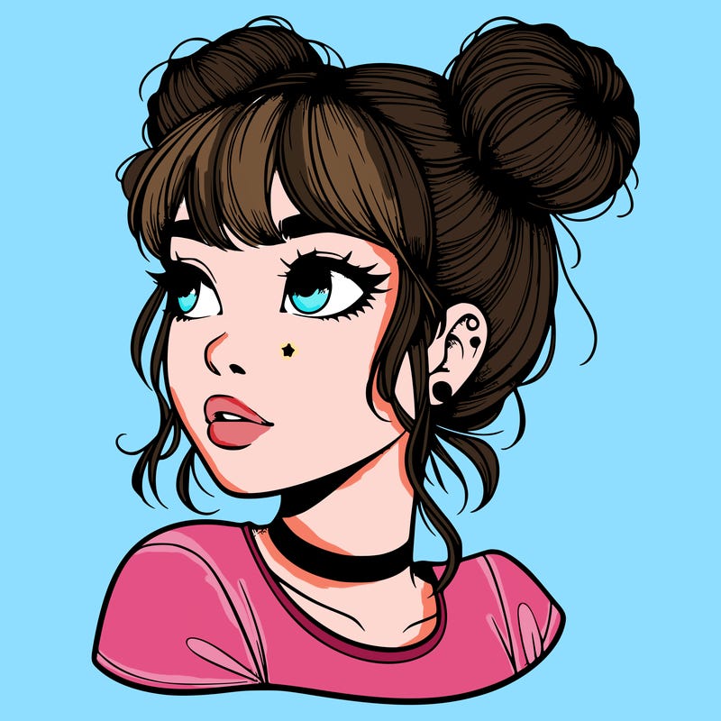 realistic girl with spacebuns