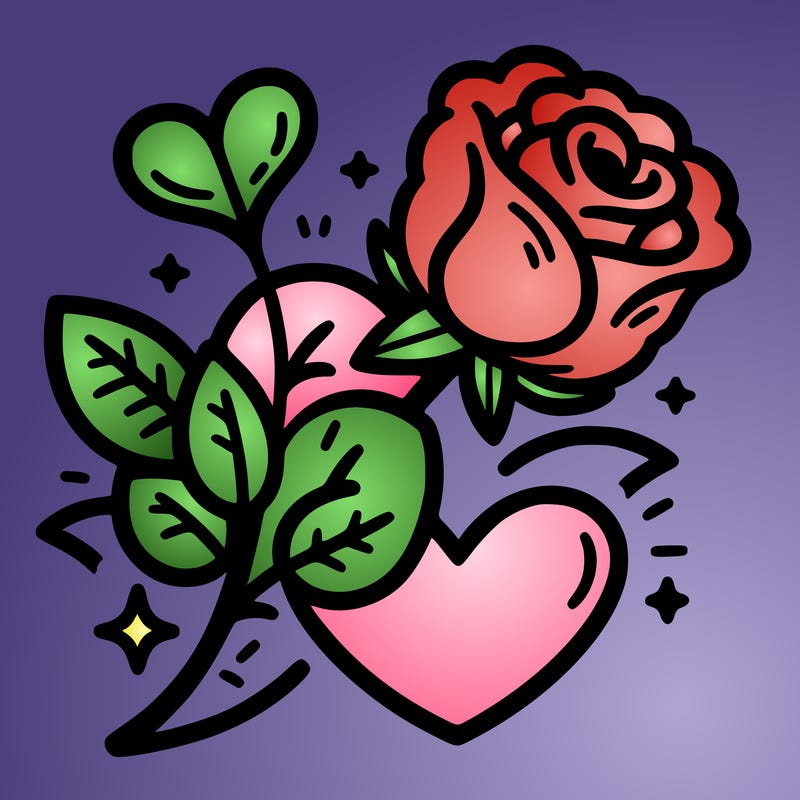a rose and a heart