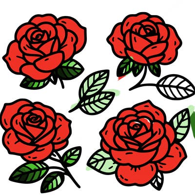 cute four pieces roses
