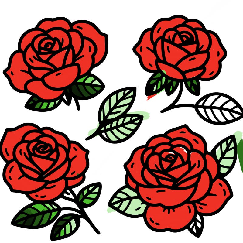 cute four pieces roses