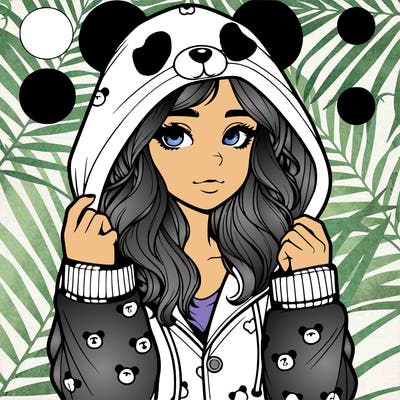 realistic girl in a animal pjs hoodie
