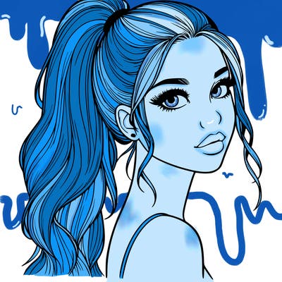 realistic pretty girl with high pony tail