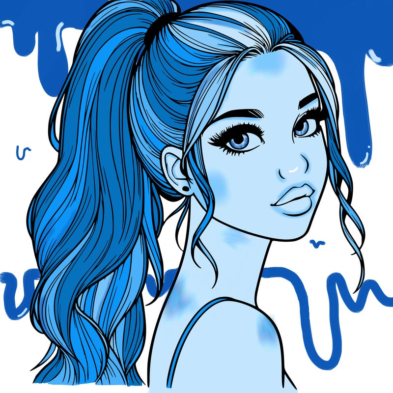 realistic pretty girl with high pony tail