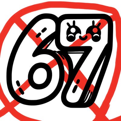 the numbers 67