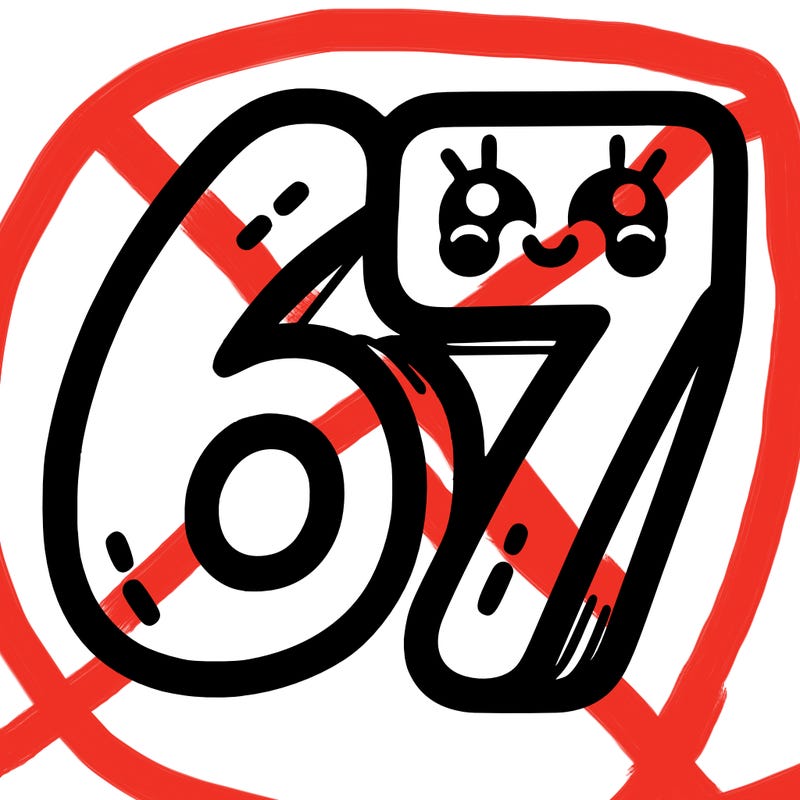 the numbers 67