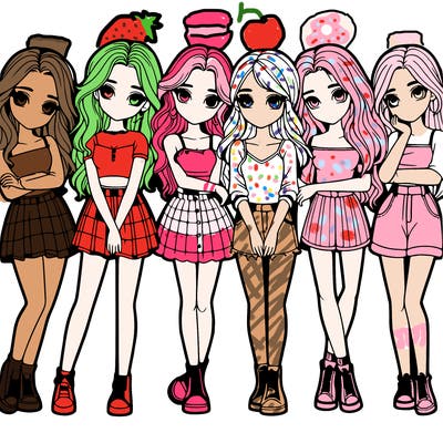 a group of girls realistic