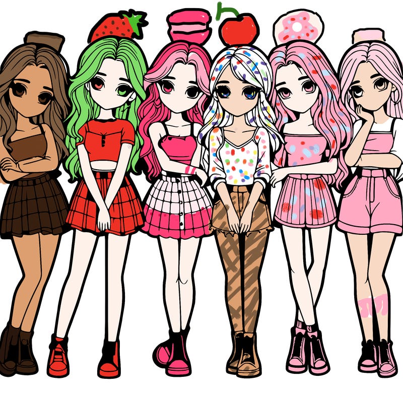 a group of girls realistic