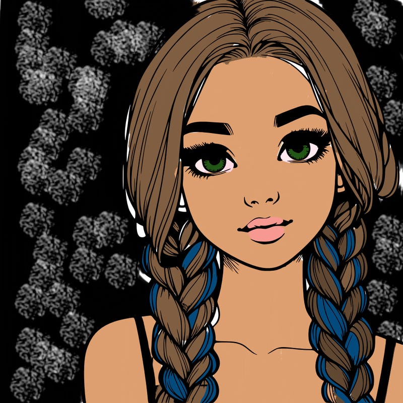 realistic girl with braids