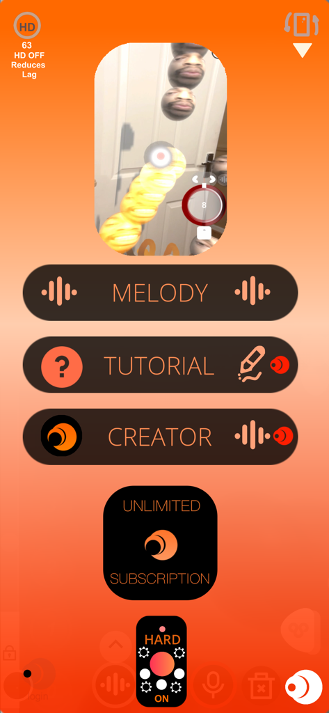 BOCLAA app main interface with AR camera view and music creation buttons