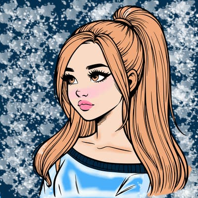 realistic girl with a high ponytail