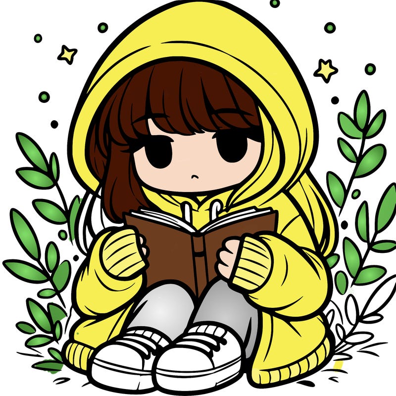 girl in oversized hoodie reading a book