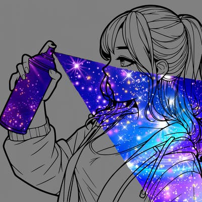 a realistic girl spray, painting