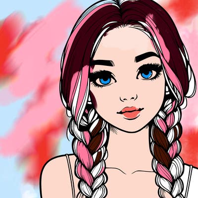 realistic girl with braids