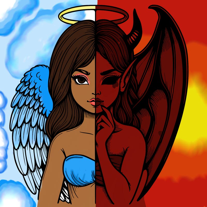 realistic angel half demon