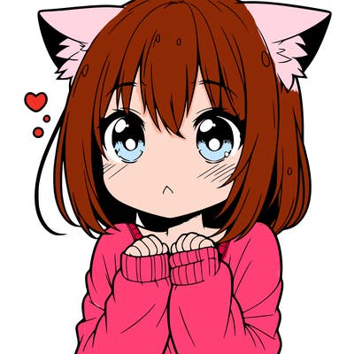 shy anime catgirl