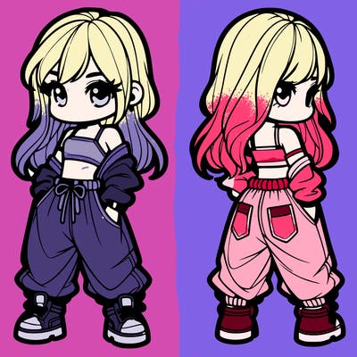 girl in crop top and baggy pants