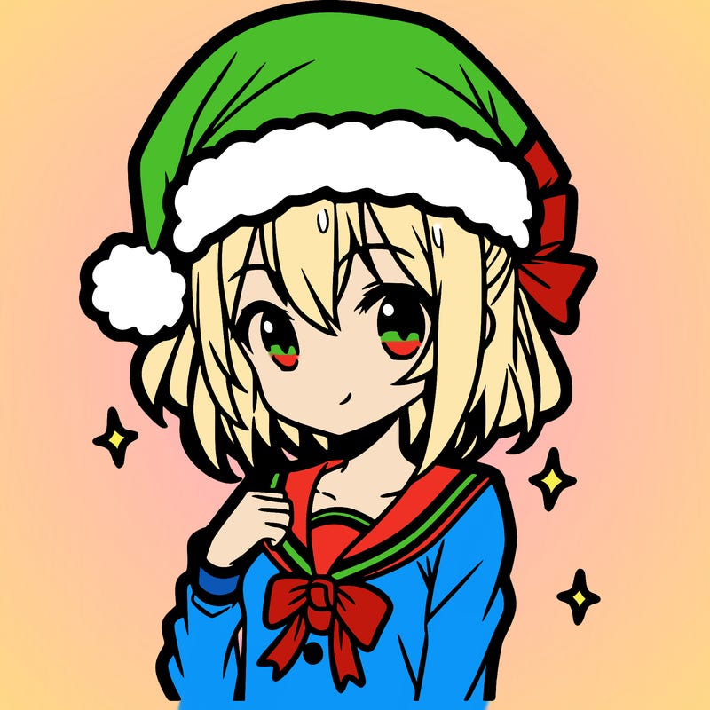 anime girl wearing a santa hat
