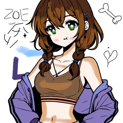 anime girl wearing crop top