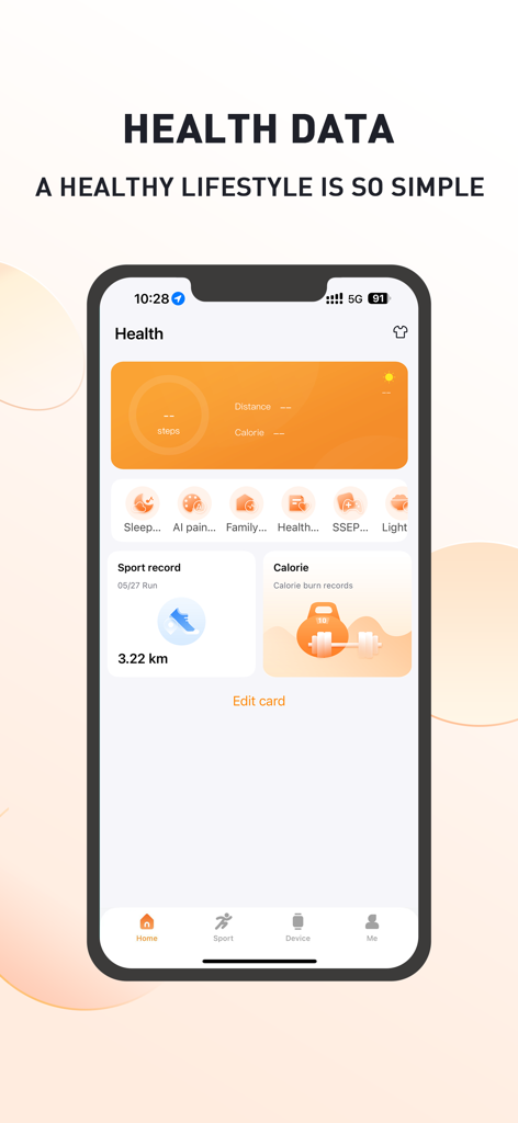 MActivePro - MActivePro app dashboard displaying health data and sport records on a smartphone