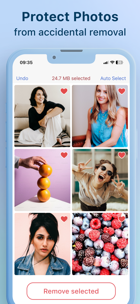 Cleaner-App - Interface de Cleaner-App montrant comment protéger les photos favorites contre la suppression accidentelle.