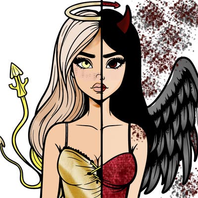 devil vs angel realistic girl
