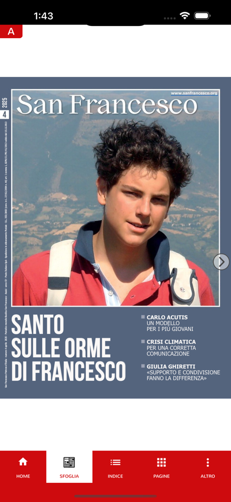 San Francesco Digitale - Digital magazine cover of San Francesco featuring Carlo Acutis