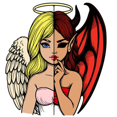 realistic angel half demon