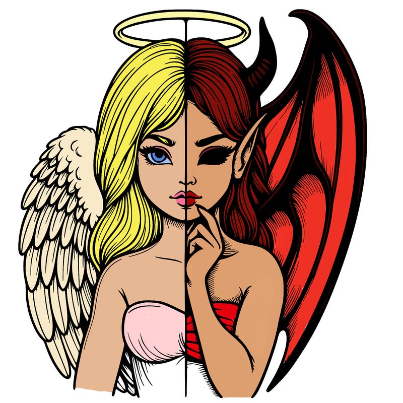 realistic angel half demon