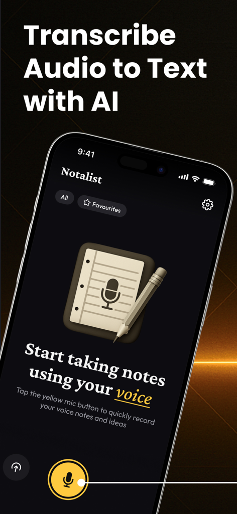 AI Note Taking: Notalist - Notalist app home screen for AI voice to text transcription