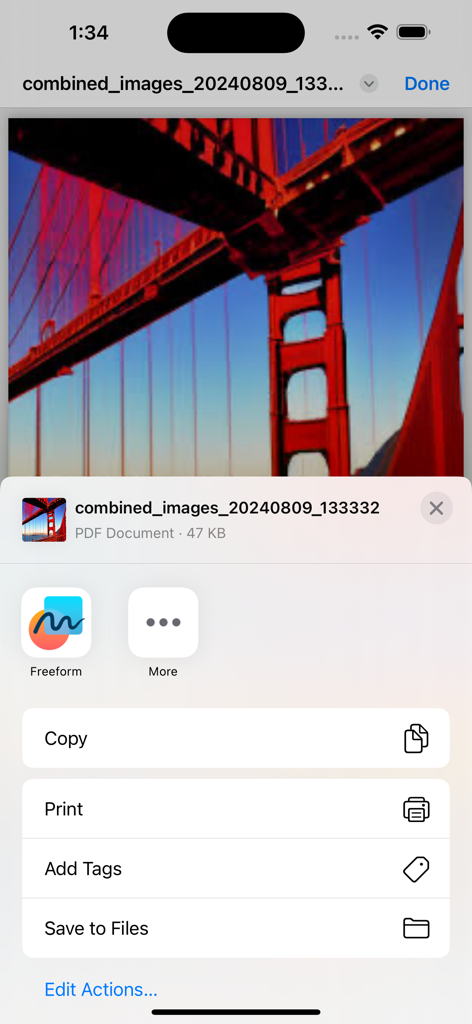 Filza File Manager. - iOS share sheet in Filza File Manager for a PDF document