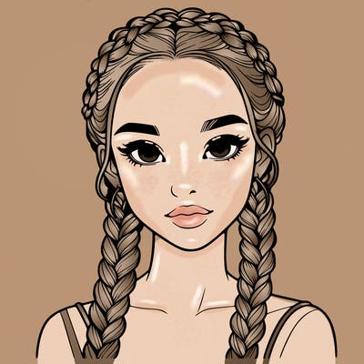 realistic girl with braids