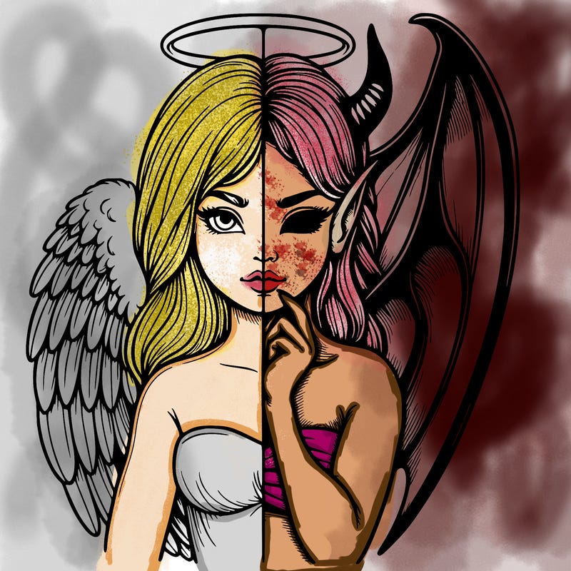 realistic angel half demon