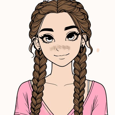 realistic girl with braids