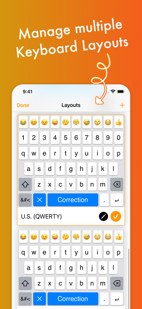 MyKeyboard Pro - Interfaccia per la gestione di più layout di tastiera personalizzati in MyKeyboard Pro
