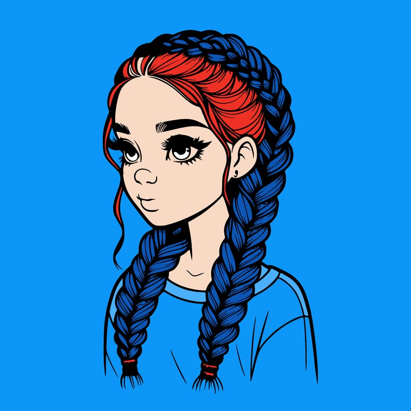 realistic girl with braids