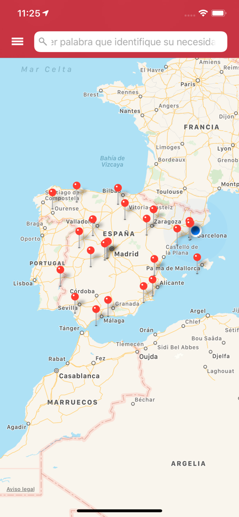 Map showing REMLE store locations and points of sale across Spain